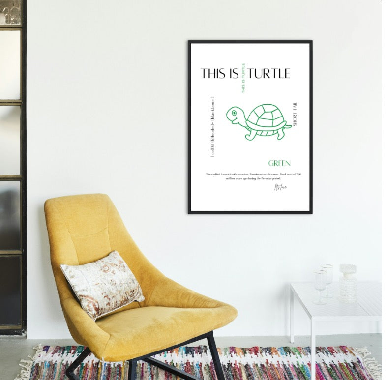 Lets Love Art - Learn about Turtles Kids ArtWork For a Fun and Inviting Space with Modern Aesthetics