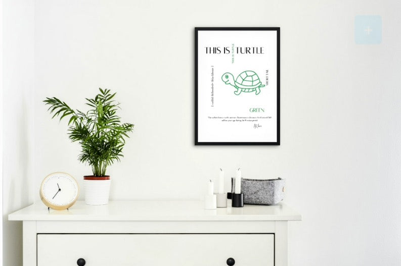 Lets Love Art - Learn about Turtles Kids ArtWork For a Fun and Inviting Space with Modern Aesthetics